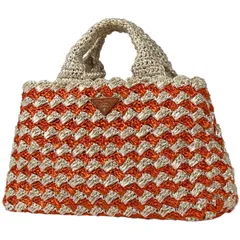 良品 プラダ かご ラフィア ハンド トート ショルダー バッグ オレンジ. 楽天市場】【美品】プラダ【PRADA】 ラフィア ハンドバッグ