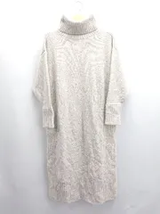 ◇ ⊇ TRUNC 88 ミドルゲージ タートルネック 長袖 ひざ下丈 ニットワンピース サイズF グレージュ レディース E  【1503310006582】