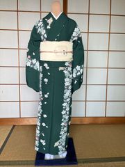 ポリエステル着物　袷　桜柄