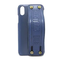 DIOR/ChristianDior(ディオール/クリスチャンディオール) 携帯電話ケース - ブルー スマホケース/カバー/ロゴ レザー