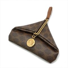 美品 CELINE セリーヌ マカダム 馬車 タッセル コインケース 小物入れ 財布 ウォレット ブラウン PVC レディース m14666