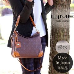 ショルダーバッグ 本革 軽量 撥水 2way lime 1906 チョコ レザー