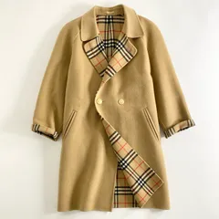 74d16 Burberrys バーバリーズ ダブルチェスターコート ロングコート 裏地ノバチェック 刻印金ボタン FNA38-009-50 サイズ9AR キャメルブラウン カシミヤ混ウール レディースのサムネイル