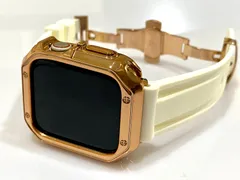 ローズホワイト＠カスタム セット アップルウォッチバンド ラバーベルト Apple Watch カバー ケース メンズ レディース 38mm 40mm 41mm 42mm 44mm 45mm46mm49mm ウルトラ　ultra