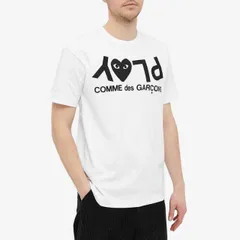 【送料無料】 コム・デ・ギャルソン メンズ Tシャツ トップス Comme des Garcons Play Inverted Text Logo T-Shirt White & Black