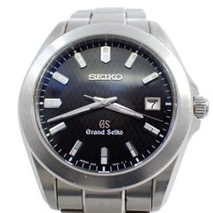 【訳あり品】SEIKO グランドセイコー GS クォーツ メンズ 腕時計 黒文字盤 純正SSベルト SBGF021 / 8J56-8020【いおき質店】