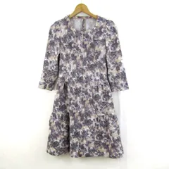 フランコフェラーロ ワンピース トップス 長袖 花柄 日本製 レディース 1サイズ 紫×ベージュ FRANCO FERRARO 【中古】