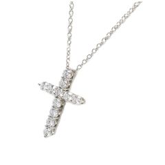 ティファニー/TIFFANY　スモール クロス ネックレス　Pt950　ダイヤモンド　40.6cm【中古】　A-158737