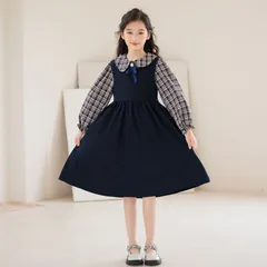ワンピース フォーマル 女の子 子供服 サロペット セットアップ 長袖 重ね着風 リボン キッズ ガールズ チュニック 女児 120-160 発表会 結婚式 入園式 入学式 卒業式 可愛い 春秋冬