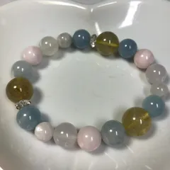 恋愛運アクアマリンムーンストーン金運ルチルクォーツのブレスレット16㎝新品