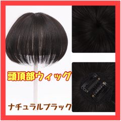 B045　頭頂部ウィッグ ヘアピース 自然 白毛 薄毛 ナチュラルブラック