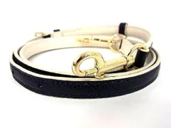 ■極美品■ COACH コーチ レザー ゴールド金具 バッグ用 ショルダーストラップ 肩掛け用 レディース ネイビー系×ホワイト系 Y8225