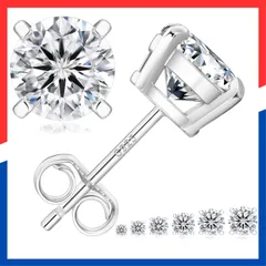 【人気商品】男女兼用 4本/6本爪 金属アレルギー対応 計0.6-3.0カラット 人気 シンプル セカンドピアス 人工ダイヤモンド ギフトボックス付き シルバー925 レディース: ピアス シルバー/ゴールド モアッサナイト KRKC&CO