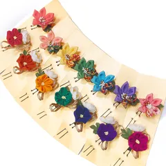 髪飾り 成人式 振袖 袴 ２点セット 全７色 大人 浴衣 かんざし 簪 卒業式 フォーマル 結婚式 花飾り つまみ細工 ちりめん 手作り W28 W303-258 髪飾り n832