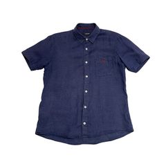 中古 バーバリーブラックレーベル BURBERRY BLACKLABEL 半袖シャツ クリーニング済み ネイビー ドット柄 メンズ サイズ2