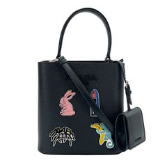 プラダ 2WAY レディース パニエ アニマル 肩掛け 斜め掛け ハンドバッグ ショルダーバッグ PRADA 1BA217 ブラック 黒 シルバー金具【中古品】