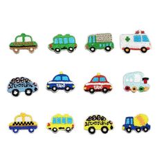 【数量限定】クルマ 装飾パッチ 男の子 トラック バス 幼稚園 救急車 アップリケタクシー くるま 補修 車 【12枚セット】 乗り物 お祝い ワッペン ワッペン アイロン ギフト アイロン MAEXUS