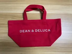 DEAN＆DELUCA ディーンアンドデルーカ トートバッグ ディース Sサイズ ロゴシルバー 大容量 帆布 大人気レッド（シルバーロゴ）