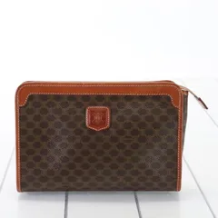 美品 セリーヌ マカダム トリオンフ レザー セカンドバッグ クラッチ 書類 ポーチ 通勤 ビジネス トート ブラウン メンズ EEM F3-1【中古】のサムネイル