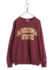 【お得なクーポン配布中!】 90s チャンピオン 2段 カレッジ プリント スウェット メンズ L / オールド トレーナー クルーネック 裏起毛なし 薄手 トップス カットソー