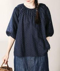 美品＊アピースオブライブラリー コットンカットワークブラウス 
