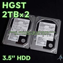 【2台セット】HGST 3.5インチHDD 2TB HUA723020ALA640 動作中古品【HG2T-J8/J9】
