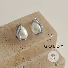 【即納】レイヤード ライン パール イヤリング GOLDY ゴールディ 2230806 goldy アクセサリー レディース 女性 シルバー ゴールド  ピンクシルバー 大人カジュアル シンプル GOLDY イヤリング 耳飾り メタル 金属