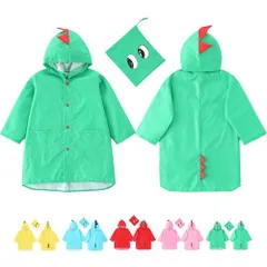 在庫処分中 [グリーンXXXLサイズ] レインコート 恐竜 キッズ 子供用 怪獣 カッパ カラフル レインウェア レインポンチョ 雨具