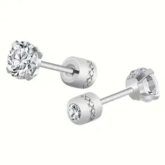 2way ステンレスピアス アレルギー対応 ネジ式キャッチ ジルコニア