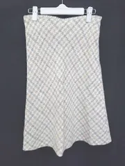 ◇ ⊇ NATURAL BEAUTY BASIC ウール 膝下丈 台形 スカート サイズL ベージュ系 レディース P  【1408200022379】