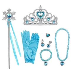 プリンセス アクセサリー セット エルサ ブルー ティアラ 雪の結晶 スティック グローブ 王冠 キッズ 女の子 子供 クリスマス プレゼント コスプレ プチ ギフト なりきり 仮装 コスチューム 小学生 誕生日 プレゼント おもちゃ 100 110 120
