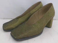 ◇ Le Talon GRISE ル タロン グリーズ スクエアトゥ 大人女子 ヒール パンプス サイズ22 ゴールド レディース P  【1308160086995】