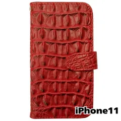 【新品未使用】 iPhone11 アイフォン11 手帳型 ケース クロコ柄 (レッド) 型押し PUレザー 合皮 クロコダイル ワニ革調 カード収納 スタンド機能 フリップ カバー flip15-muji-iphone11-rd