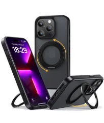 【迅速発送】NIMASO iPhone 13pro 用 ケース 縦横両対応 360°回転スタンドケース MagSafe対応 携帯スマホケース リングマグネット搭載 カバー いPhone13pro対応 ワイヤレス充電対応 マット感 防指紋 米軍MIL規格 耐衝撃