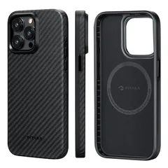 pitaka 保護ケース iPhone 15 Pro用 6.1インチ ミリタリーグレード 耐衝撃 iPhone 15 Proケース [MagEZ Case Pro 4] 1500D アラミドファイバー ブラック/グレ [ブラック/グレー(ツイル)、1500D]
