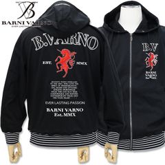 バーニヴァーノ コットンポンチロイヤルクール ユニコーン刺しゅうパーカー L ブラック BARNI VARNO BSS-OST5213-09 春夏 25SS