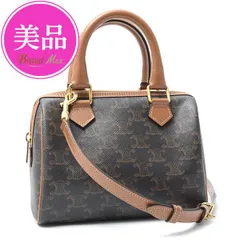 【準美品】　希少色　セリーヌ　トリオンフ　ミニボストン　ハンドバッグ　ミニバック ブラウン（茶色）系 CELINE Triomphe(セリーヌ トリオンフ
