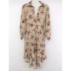 ◇ fifth フィフス 花柄 フィッシュテール 長袖 膝下丈 ワンピース サイズM ベージュ レッド マルチ レディース P  【中古】 【1208240009985】