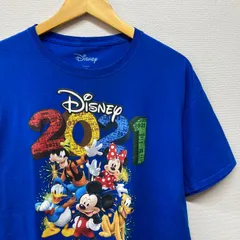 古着　L　ディズニー　Disney　フロリダ　ミッキー　ミニー　ドナルド　プルート　グーフィー　公式　オフィシャル　キャラクター　Tシャツ　クルーネック　青