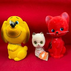 レア】フロッキー フロックス加工 アニマル 置物 3個セット 貯金箱 首