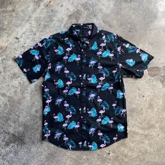 古着 NO Boundaries ノーバウンダリーズ　アロハシャツ フラミンゴ　総柄シャツ アメカジメンズ レディース ヴィンテージ商品番号025