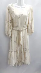 ◇ ⊂ Supreme.La.La. シュープリームララ 花柄 ウエストベルト 長袖 ロング ワンピース サイズM アイボリー レディース E  【1502030037074】