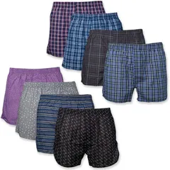 Y's factory トランクス ランダム セット メンズ 下着 パンツ 100% 綿 大きいサイズ プリント柄 チェック柄 開放感 蒸れない 通気性(8枚セット,  5L)
