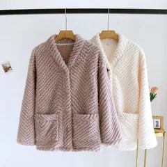 秋冬 部屋着 レディース 長袖 コーラルフリース 寝間着 寝巻き 肌触り厚手 暖かい かわいい モコモコ 前開き 無地