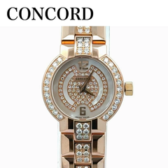【中古美品】CONCORD コンコルド エスシール 54/52.25.1830 イエローゴールド ダイヤモンド ベゼルブレスレット 計70石 約1ct クォーツ 時計