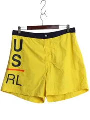 【お得なクーポン配布中!】 90s ポロ ラルフローレン ナイロン ショートパンツ メンズ L / オールド サーフ スイム ショーツ 水陸両用 短パン 海パン インナー付き 黄