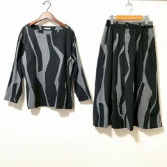 #anc プランテーション Plantation イッセイミヤケ セットアップ ツーピース M 黒 グレー ヴィンテージ 柄 美品 レディース [961354]