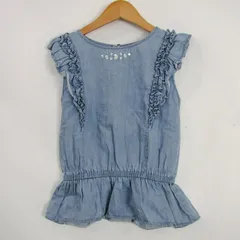 メゾピアノ ブラウス シャツ トップス フリル ノースリーブ ビジュー キッズ 女の子用 140(11)サイズ ブルー Mezzo Piano 【中古】