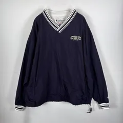 古着 チャンピオン Champion ナイロンプルオーバー ワンポイント刺繍 ビッグサイズ CBC CADETS XXL  ネイビー メンズ