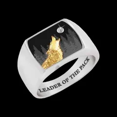 【A006】リング　メンズ　指輪　アクセサリー　ファッション   お洒落　シルバー　オオカミ　ウルフ　月　ムーン　20号